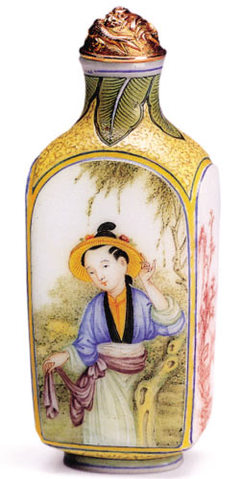 清料胎珐琅彩人物图鼻烟壶 方寸之间的艺术瑰宝